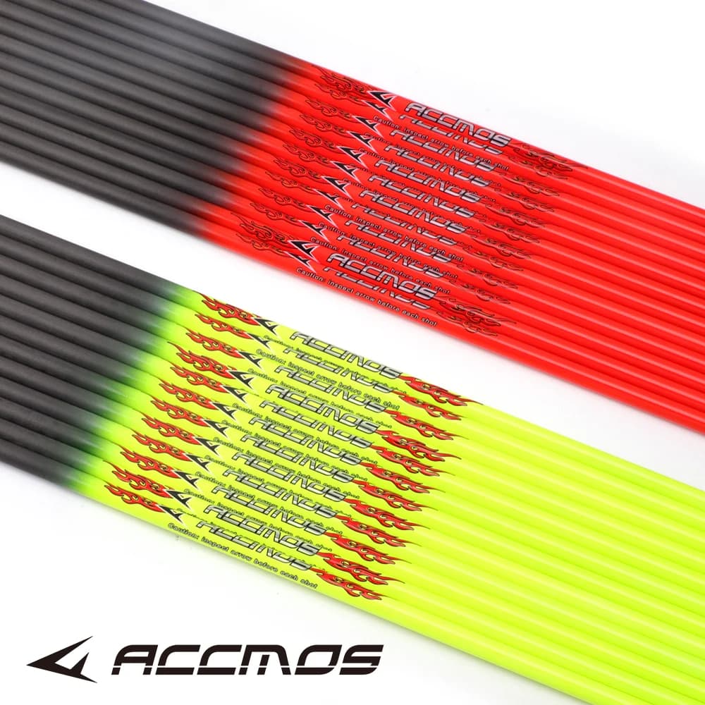 Fûts flèches carbone pur jaune/orange ID6.2mm spine 300-800 33 pouces chasse pêche accessoires tir