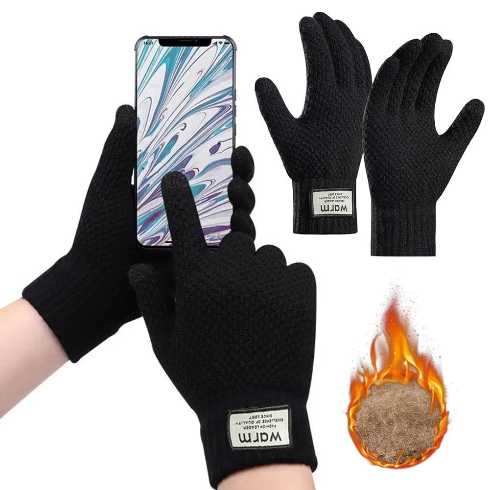 Gants hiver thermiques hommes épais doublés polaire anti-dérapants écran tactile coupe-vent vélo