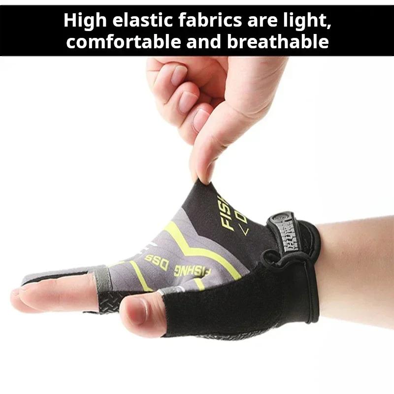 Gants de pêche homme été anti-UV anti-dérapants trois doigts respirants pêche route sub protection solaire