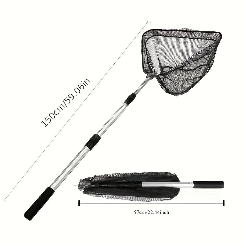 Épuisette de pêche ultra-légère pliable avec manche télescopique en alliage d'aluminium