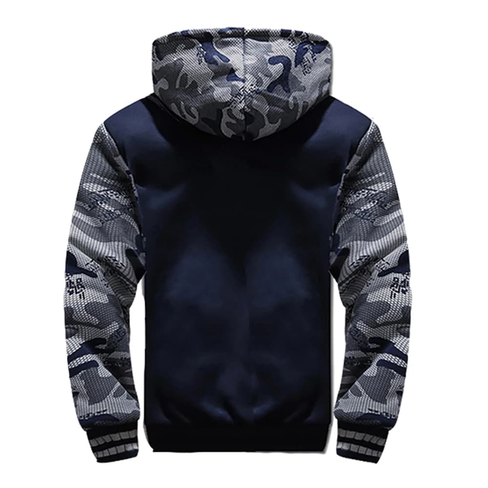 Veste camouflage homme épaisse polaire avec capuche pour pêche discrète hivernale