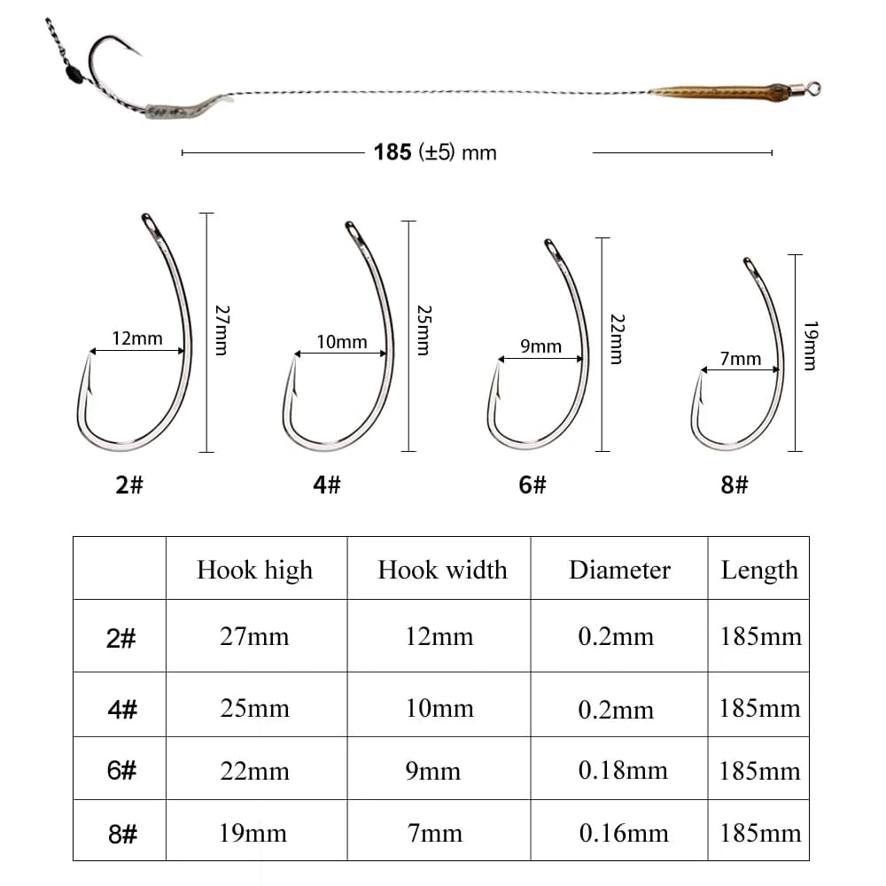 Montages carp fishing FTK 18.5cm hameçons hair rigs avec ligne 30-60LB pour pêche au feeder