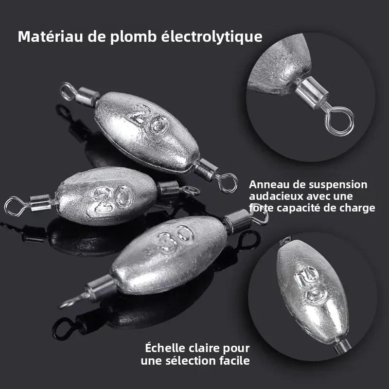 Plombs de pêche olivette plombée avec double émerillon pour pêche en traîne et ligne