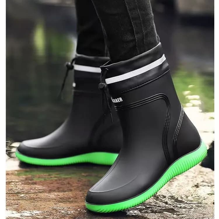 Bottes de pluie mi-mollet unisexes grandes tailles PVC antidérapantes chaudes travail pêche