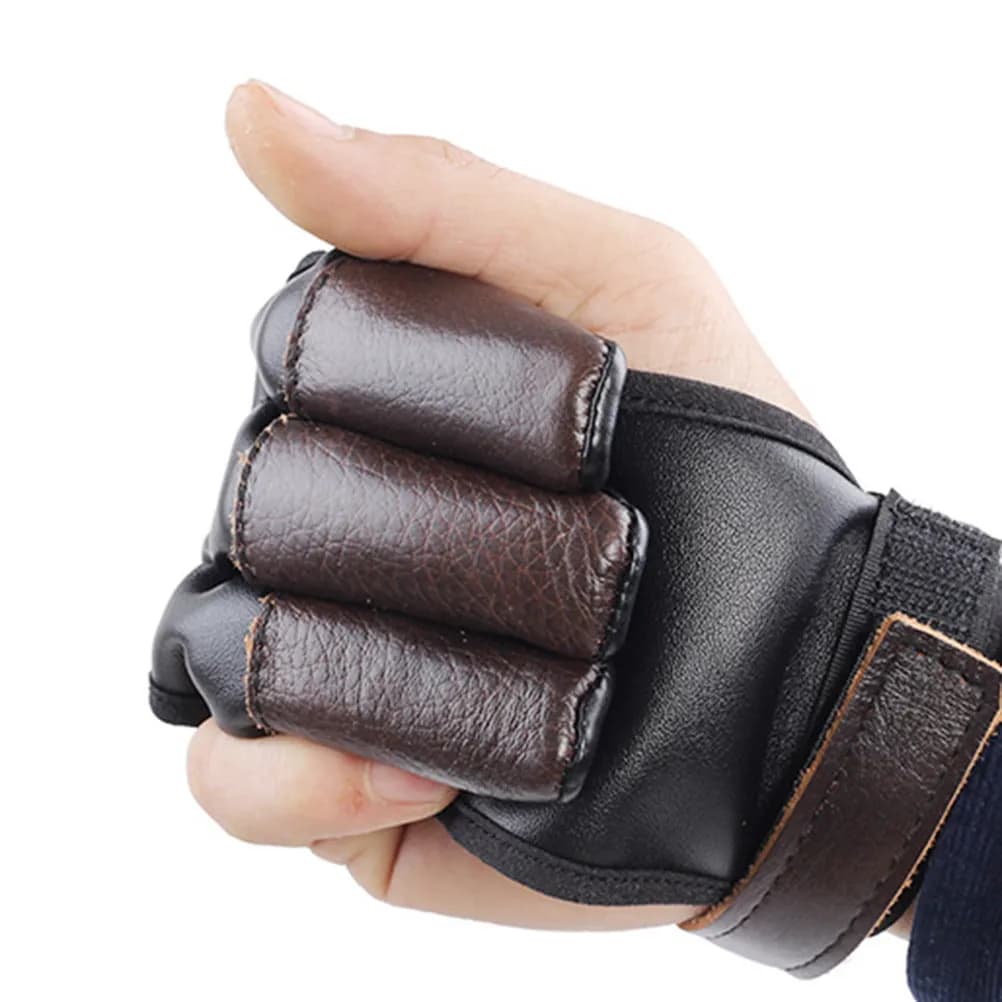 Gant de protection tir à l'arc trois doigts cuir PU anti-dérapant pour chasse et pêche sportive