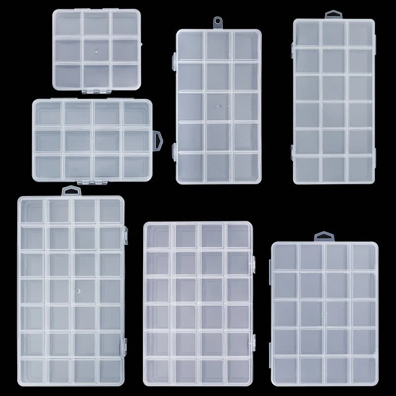 Boîte rangement bijoux plastique transparent organisateur boucles d'oreilles perles France