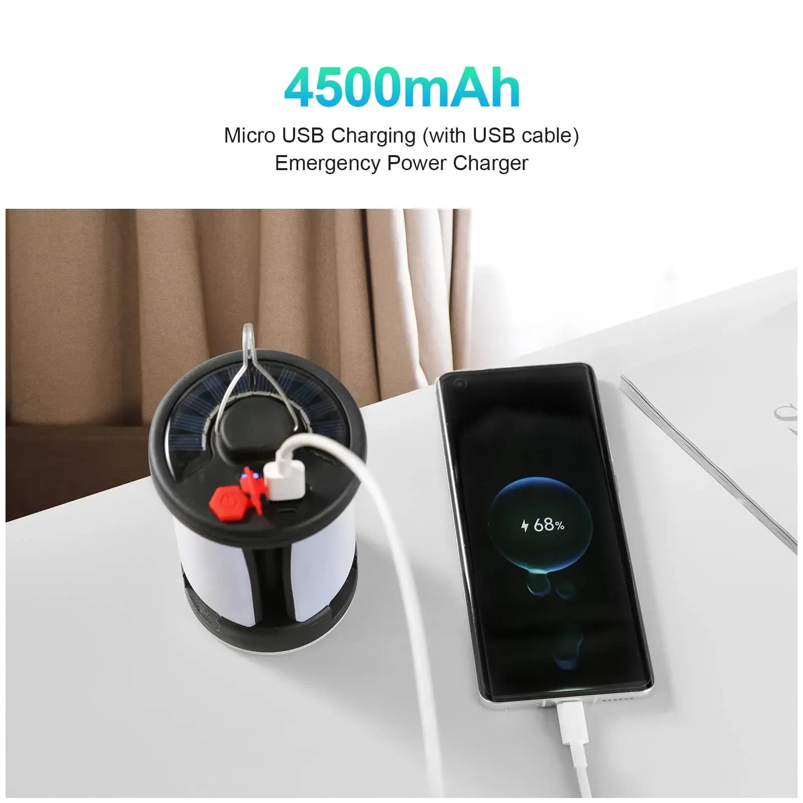 Lampe de tente LED rechargeable avec projecteur pliable pour pêche et randonnée nocturne