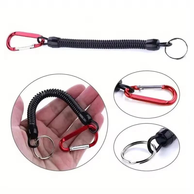 Corde extensible 22cm pratique pour suspension pêche avec ressort mousqueton escalade outil pêche