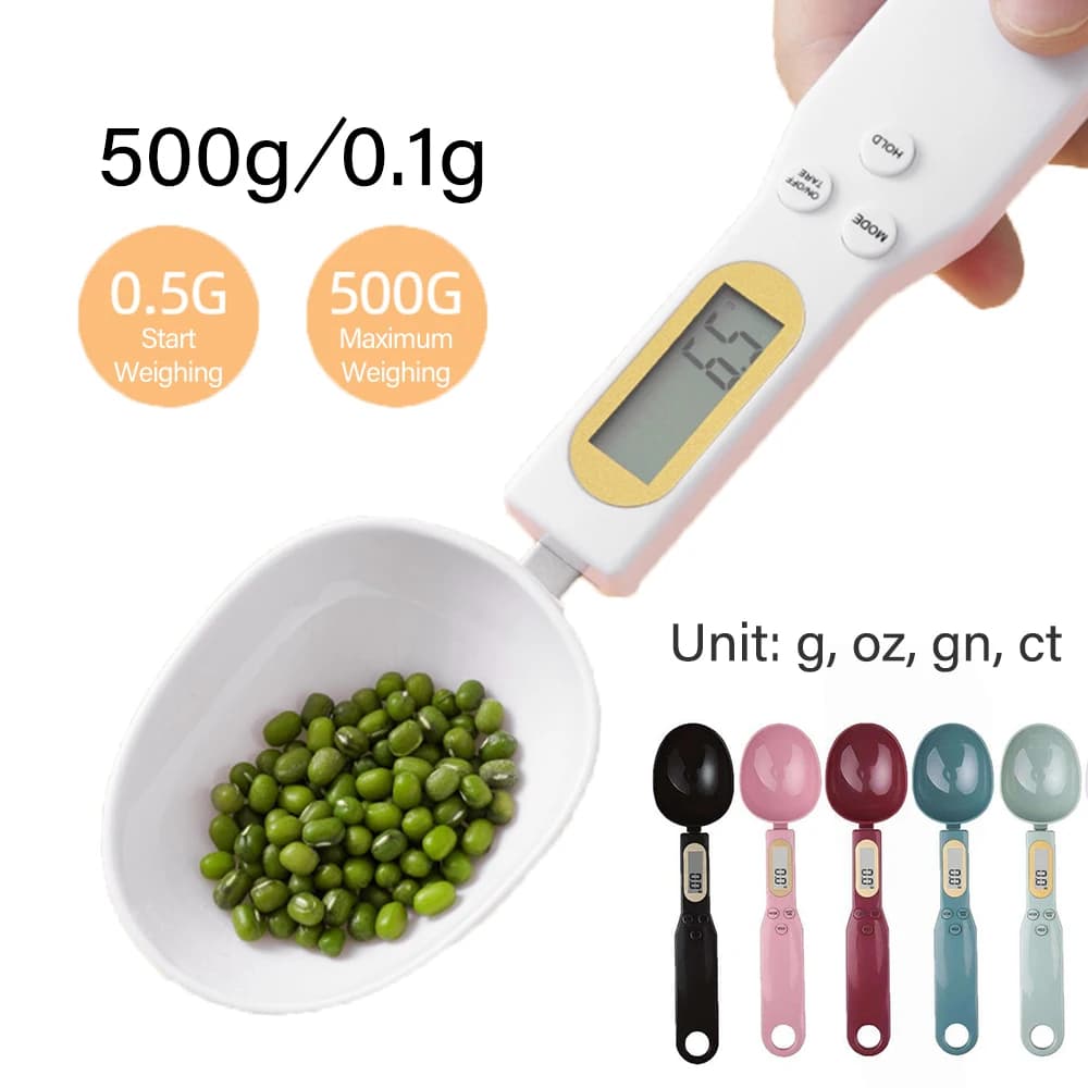 Balance de cuisine numérique portable 500g/0.1g avec cuillère doseuse LCD pour aliments et ingrédients