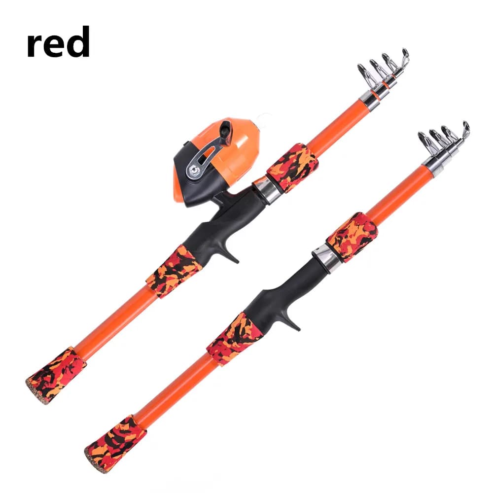 Canne télescopique camouflage portable pour enfants avec réglage rotatif accessoires pêche extérieure