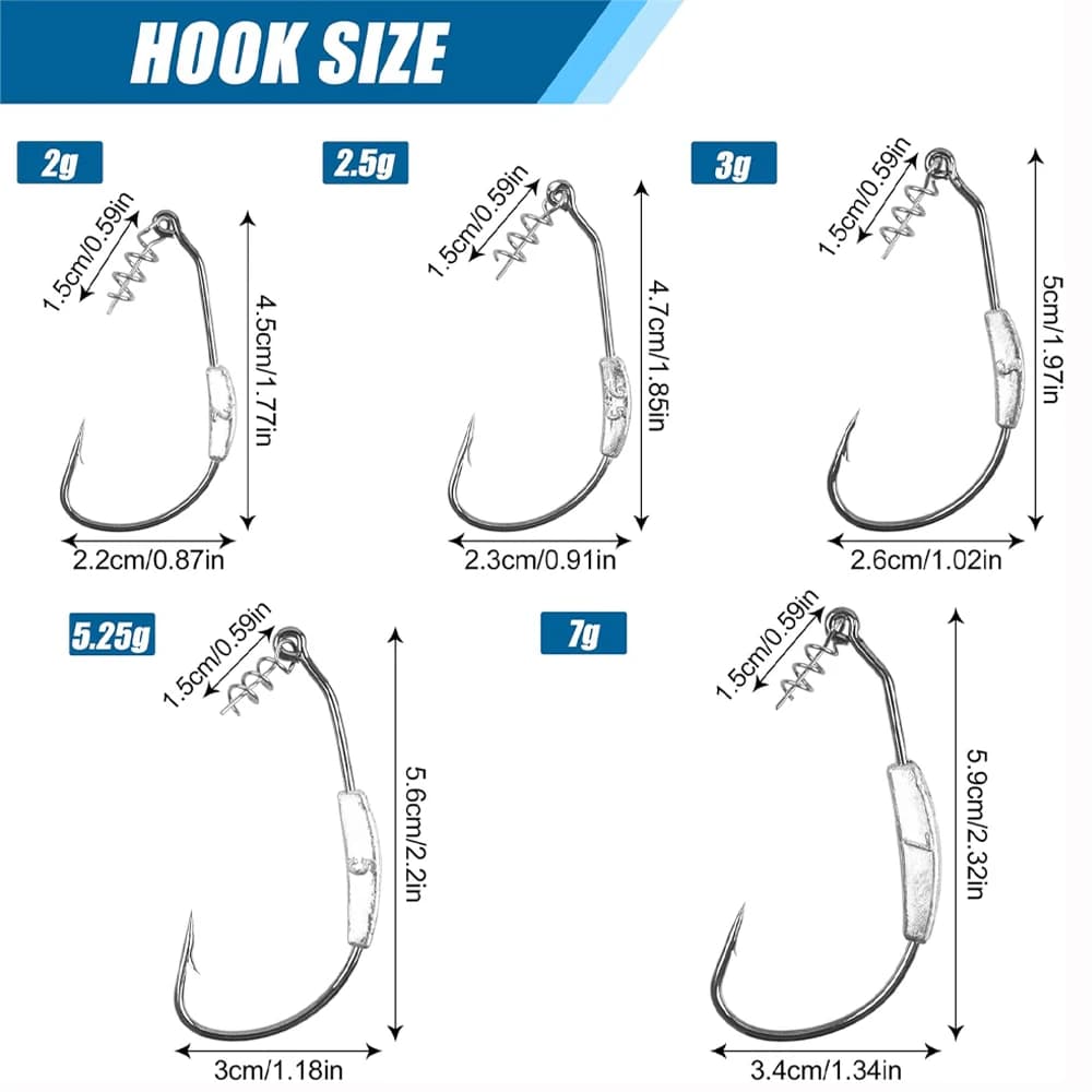 10 hameçons jig crank offset pour truite bass - montage texas rig leurres vers