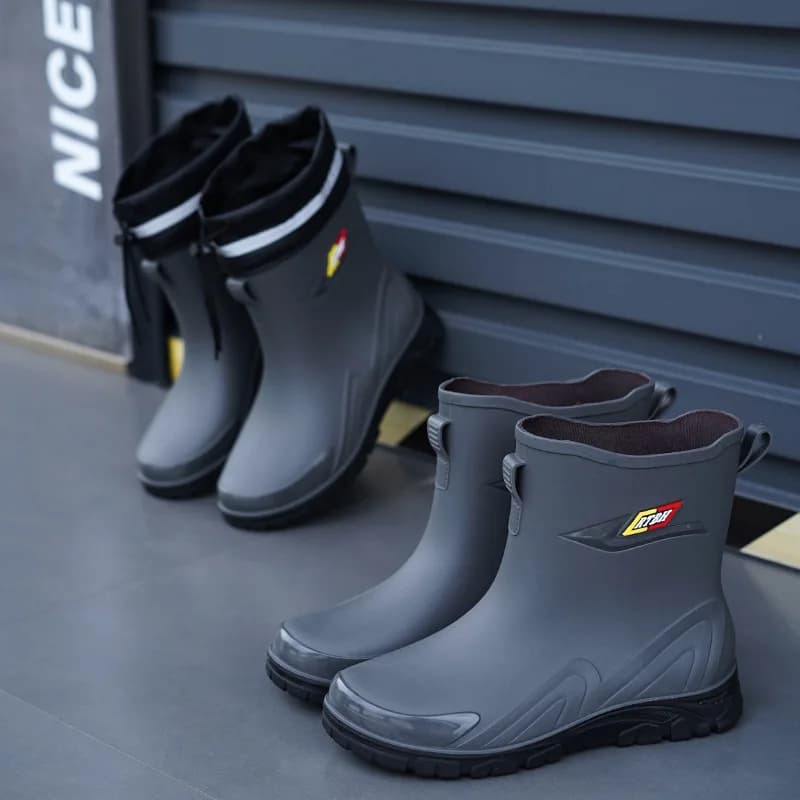Bottes de pluie homme doublées polaire lacets imperméables antidérapantes chaudes cuisine