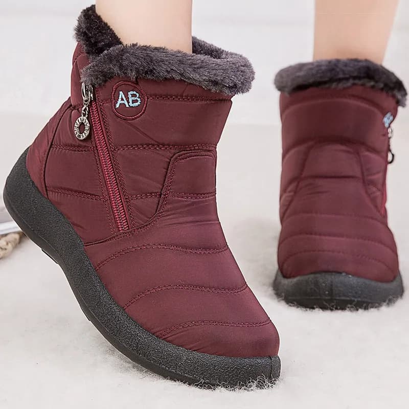 Bottines femme fourrure hiver talons bas - Chaussures neige étanches botas mujer chaussures hiver