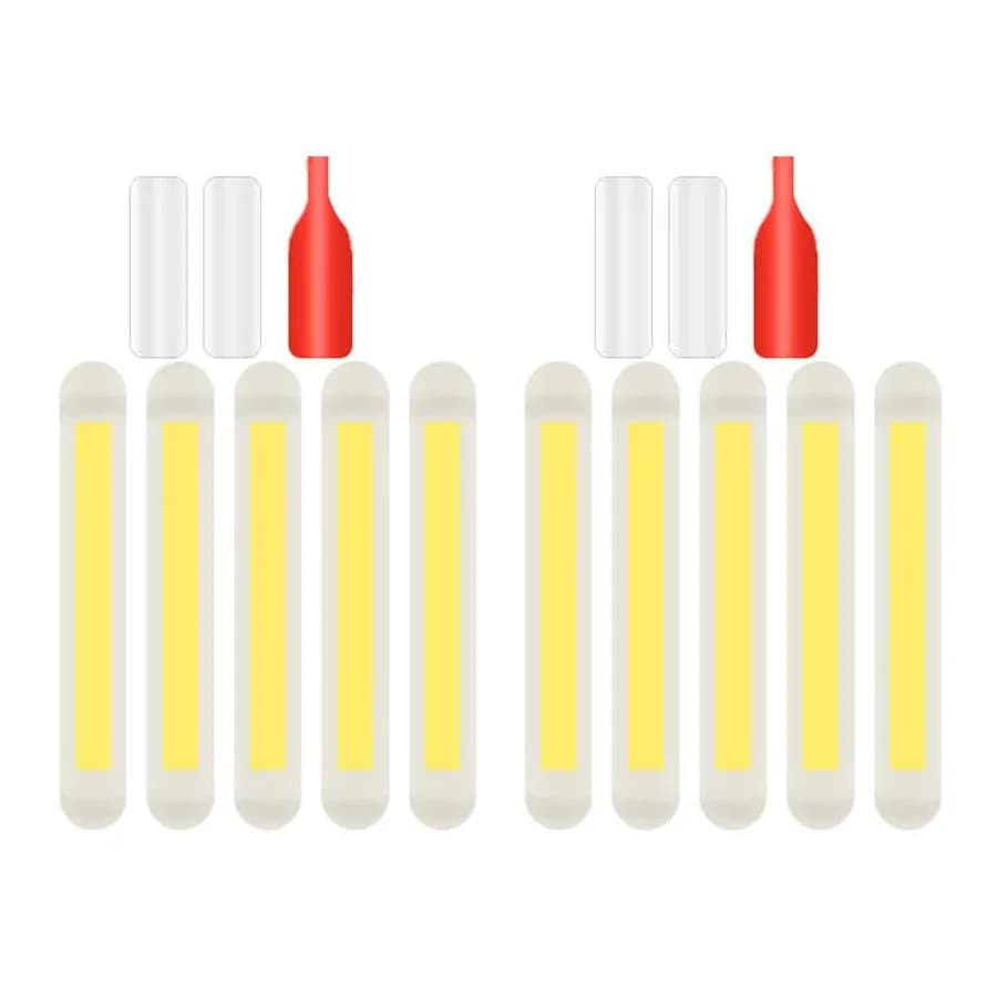 Bâtons lumineux fluorescents 4.5mm pour flotteurs et alarmes de pêche - Lot de 10 pièces avec 2 packs