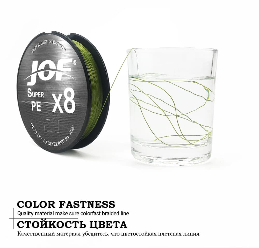 Ligne de pêche PE multifilament JOF 8 brins 500m pour carpe et mer, résistance 15 à 100LB