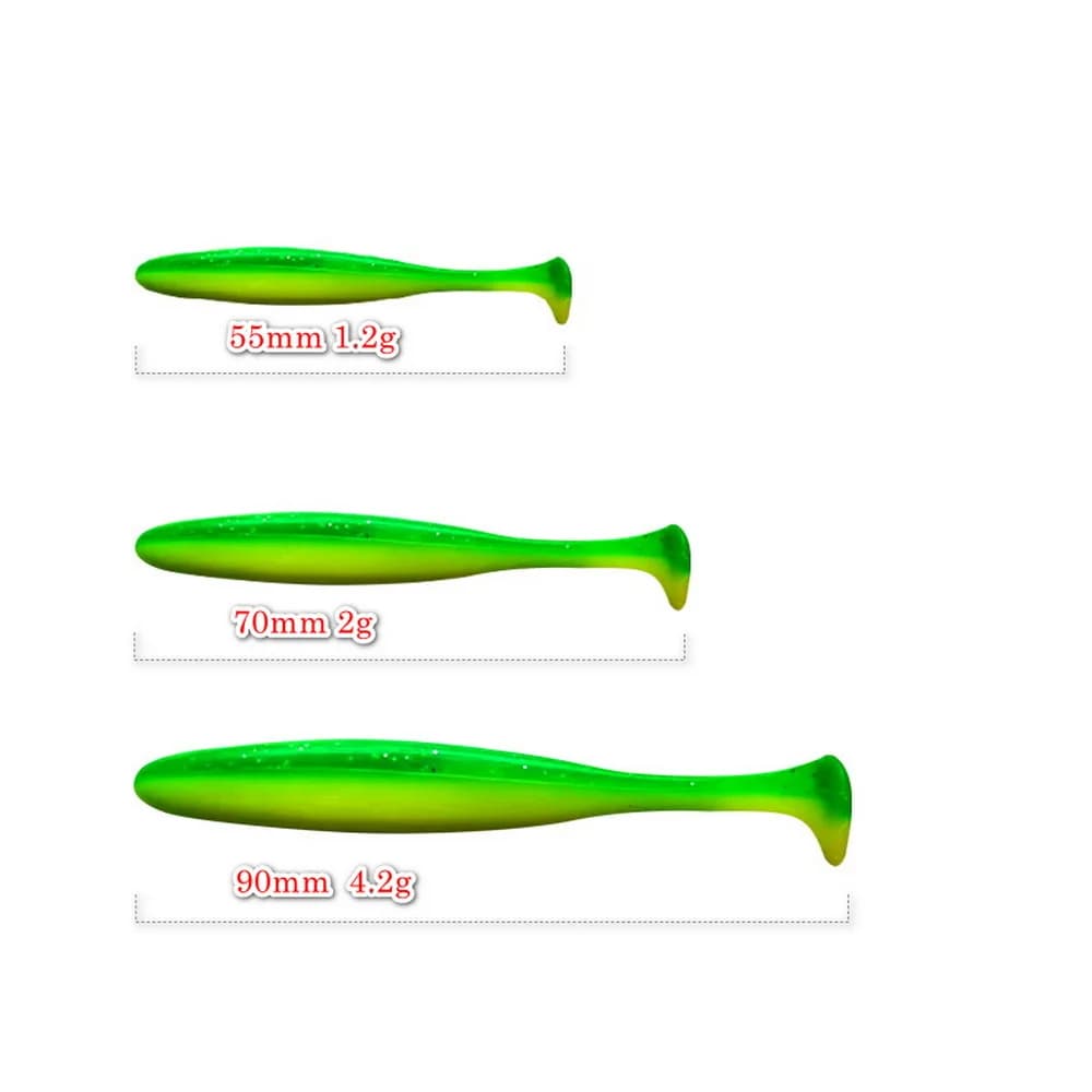 Leurre souple T Tail 55mm à 90mm - leurre silicone à queue en T pour jigging et pêche aux carnassiers