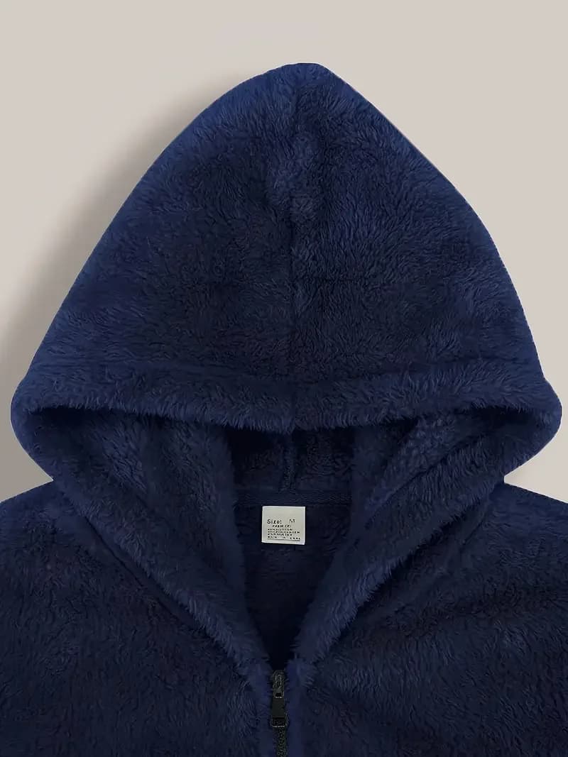 Veste polaire corail homme avec capuche zippée chaude pour pêche automne-hiver