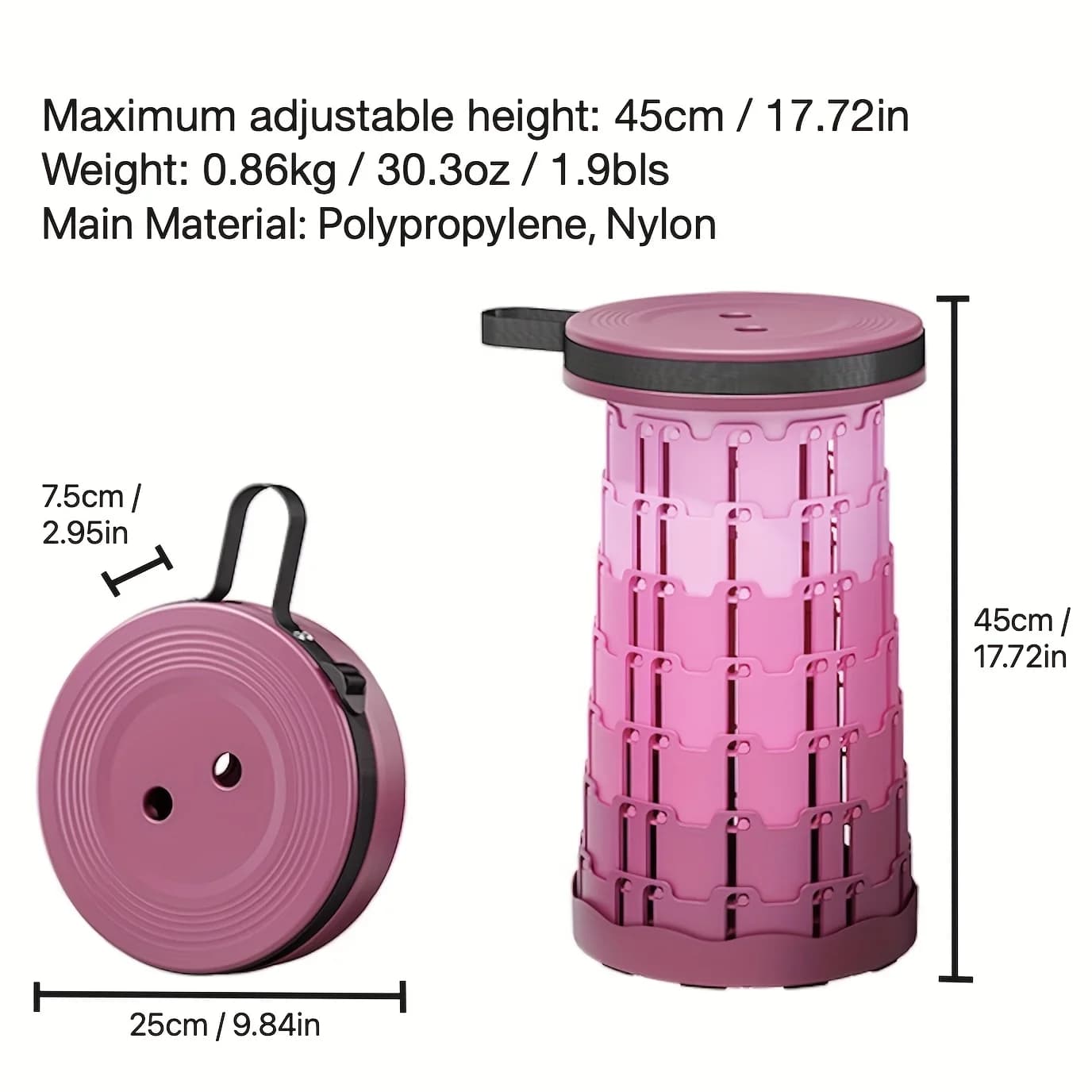 Tabouret pliant hauteur réglable robuste - Siège portable capacité lourde pour pêche et BBQ