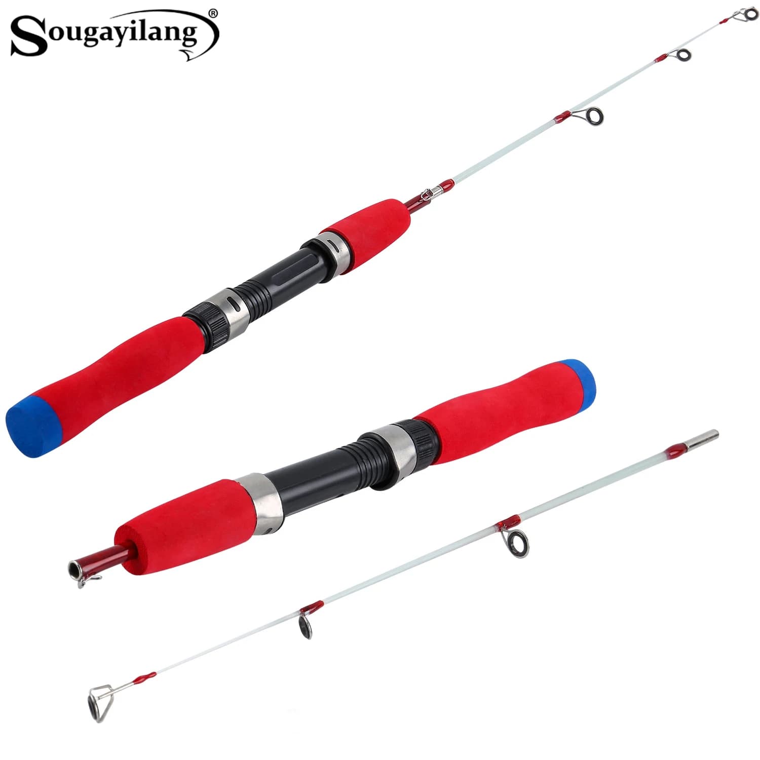 Canne à pêche sur glace Sougayilang 63cm 2 sections ultra légère et portable pour équipement pêche blanche hiver