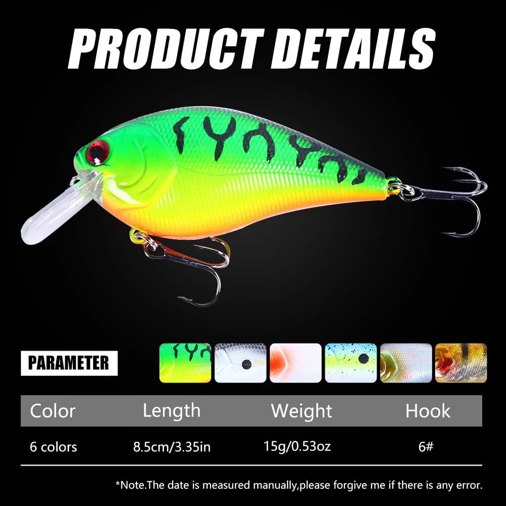 Leurre dur HENGJIA 8.5cm 15g pour brochet et perche, leurre crankbait shallow à billes bruiteuses, 6 coloris disponibles