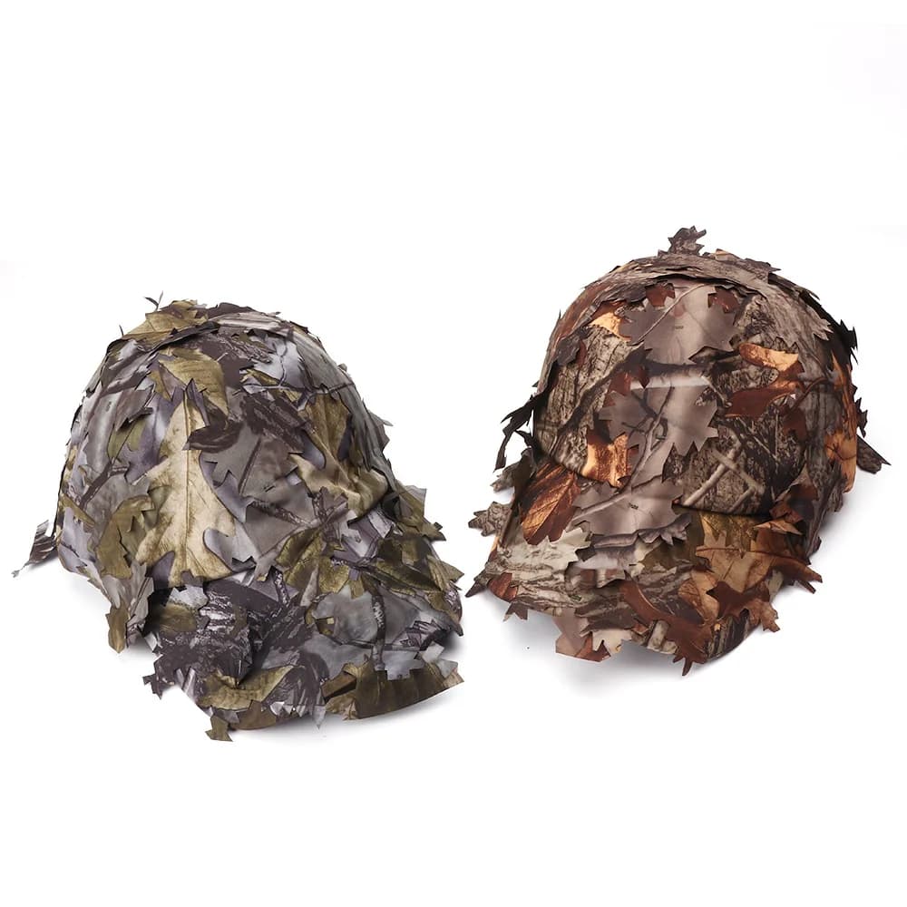 Casquette tactique camouflage 3D feuilles pour pêche sniper - Protection solaire jungle cachée
