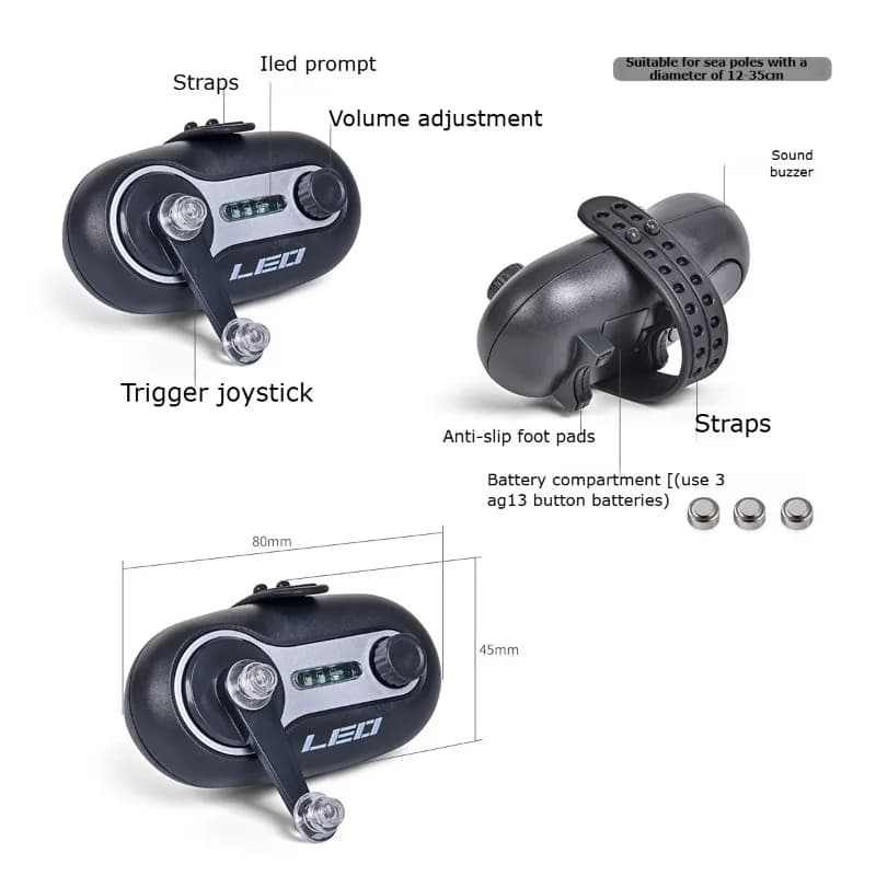 Alarme électronique buzzer indicateur morsure pour pêche mer - Sirène et lumière d'alerte