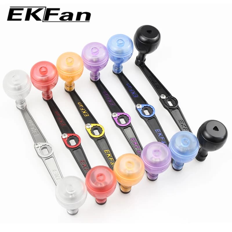 Poignées ultralégères EKFan 130mm 22g pour moulinets casting avec boutons acrylique