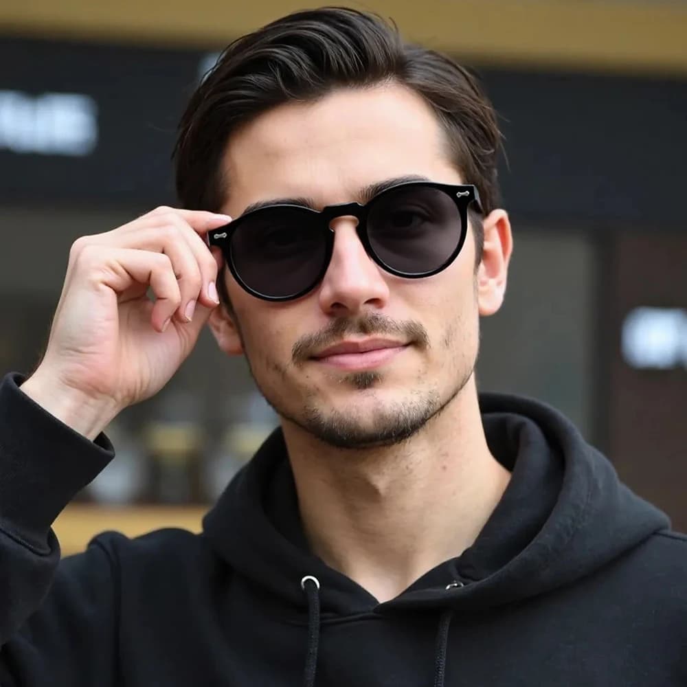 Lunettes de soleil rondes rétro polarisées pour homme et femme - Style vintage littéraire pour conduite