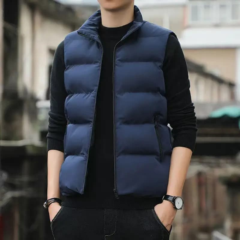 Gilet d'hiver épais en coton sans manches pour pêche par temps froid, col montant et isolation thermique