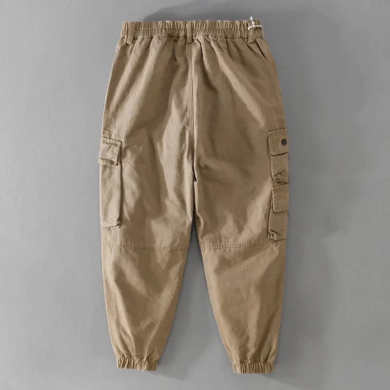 Pantalon cargo rétro 100% coton printemps automne - Pêche streetwear loose jogger homme vêtement décontracté