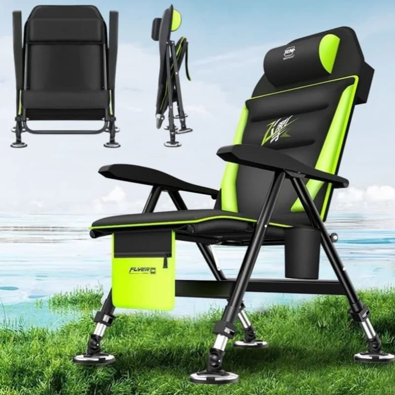 Chaise de pêche inclinable multifonction - Siège pliant portable style européen pour camping extérieur