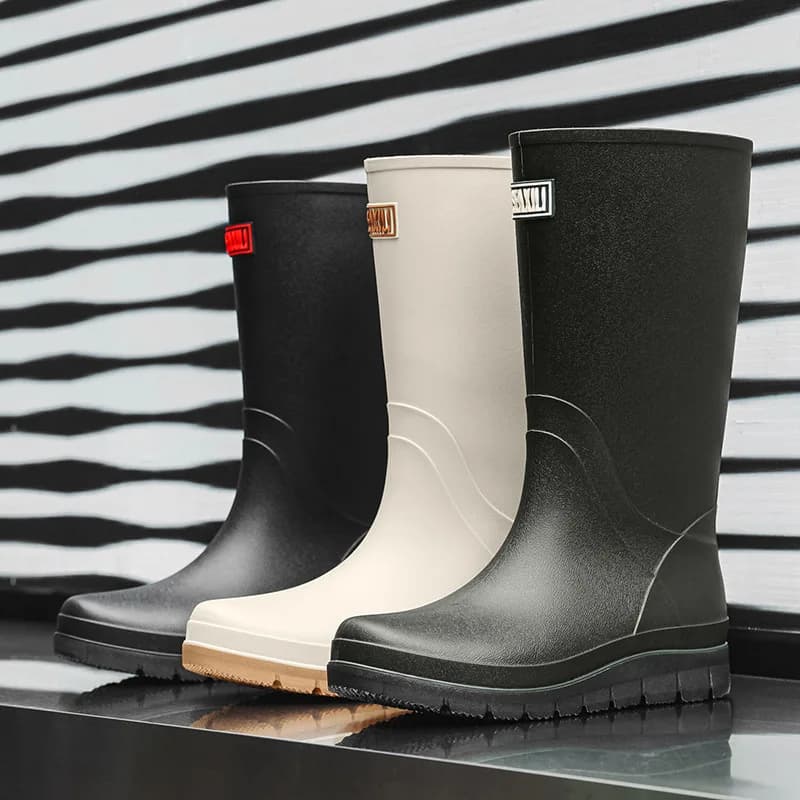 Bottes de pluie homme hautes épaisses antidérapantes PVC pour pêche toutes saisons