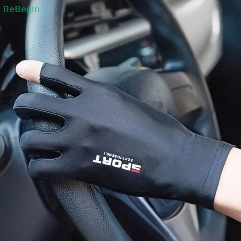 Gants été protection solaire conduite homme - Soie glacée pêche vélo randonnée respirants
