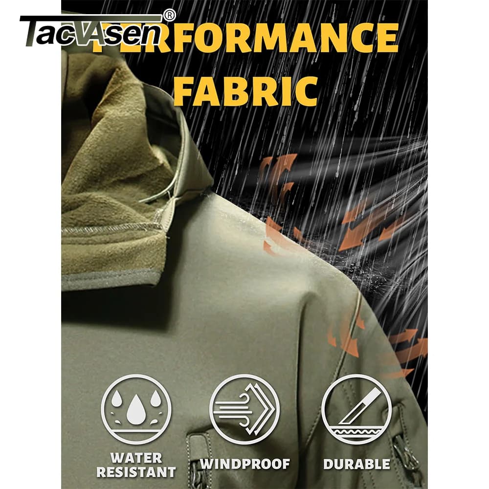 Veste softshell TACVASEN imperméable doublée polaire - Blouson extérieur chaud pêche homme