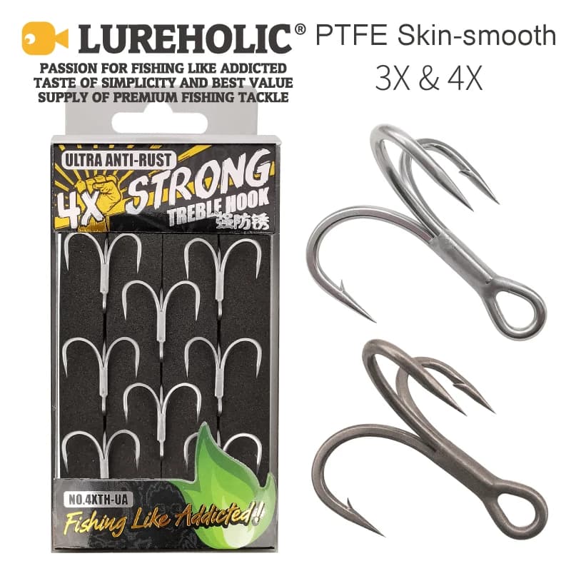 Hameçons triple LUREHOLIC 3X 4X super résistants anti-corrosion pour pêche en mer et eau douce
