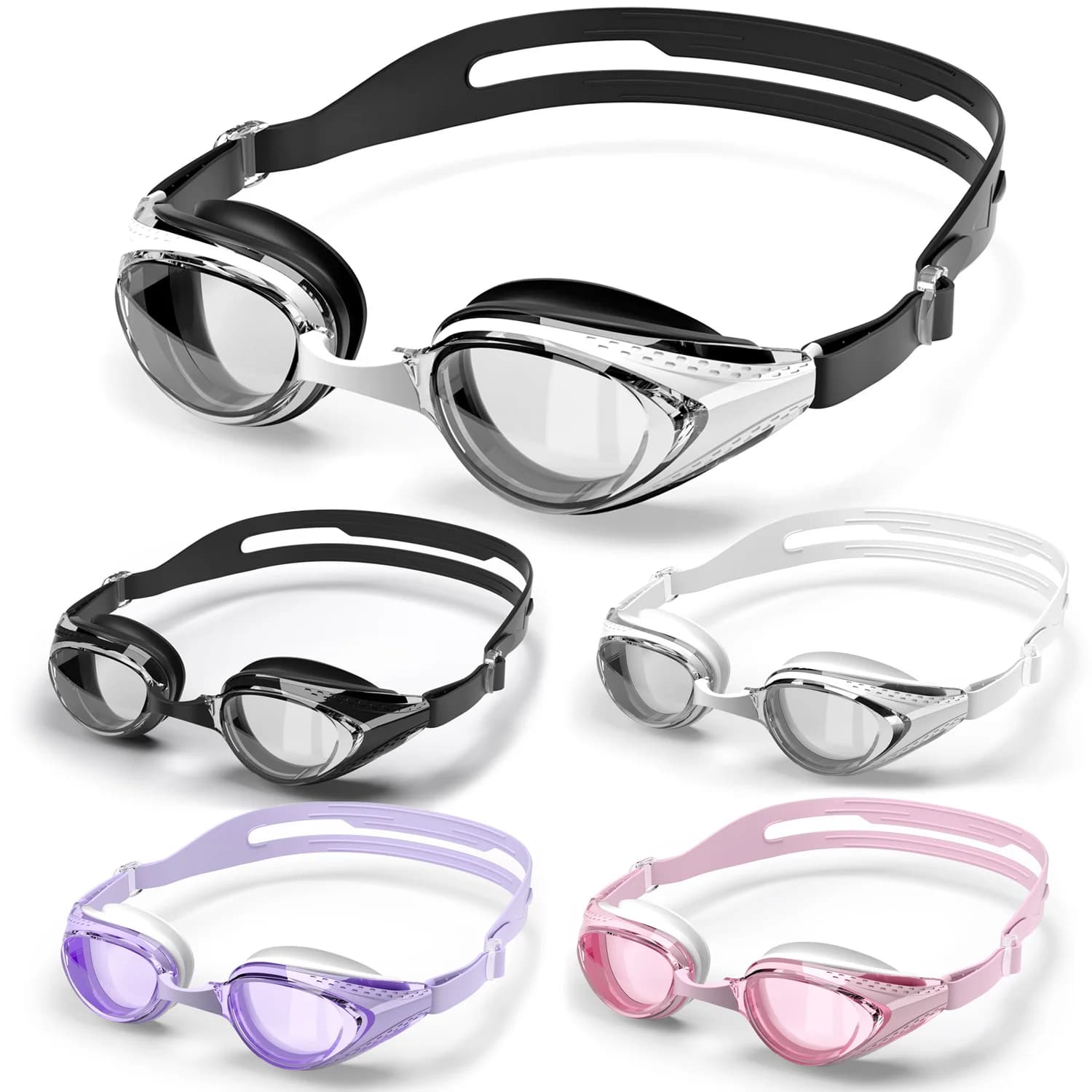 Lunettes de natation professionnelles anti-buée 100% étanches avec protection UV totale - tous âges