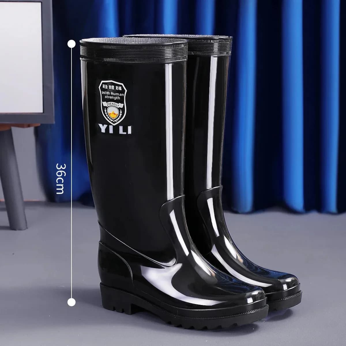 Bottes de pluie homme tube haut noir imperméables anti-dérapage résistantes travail protection chaussures eau