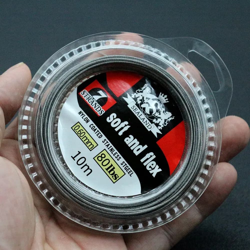 Fil d'acier tressé nylon 7 brins 5 à 200 lb pour ligne de pêche mer et jigging