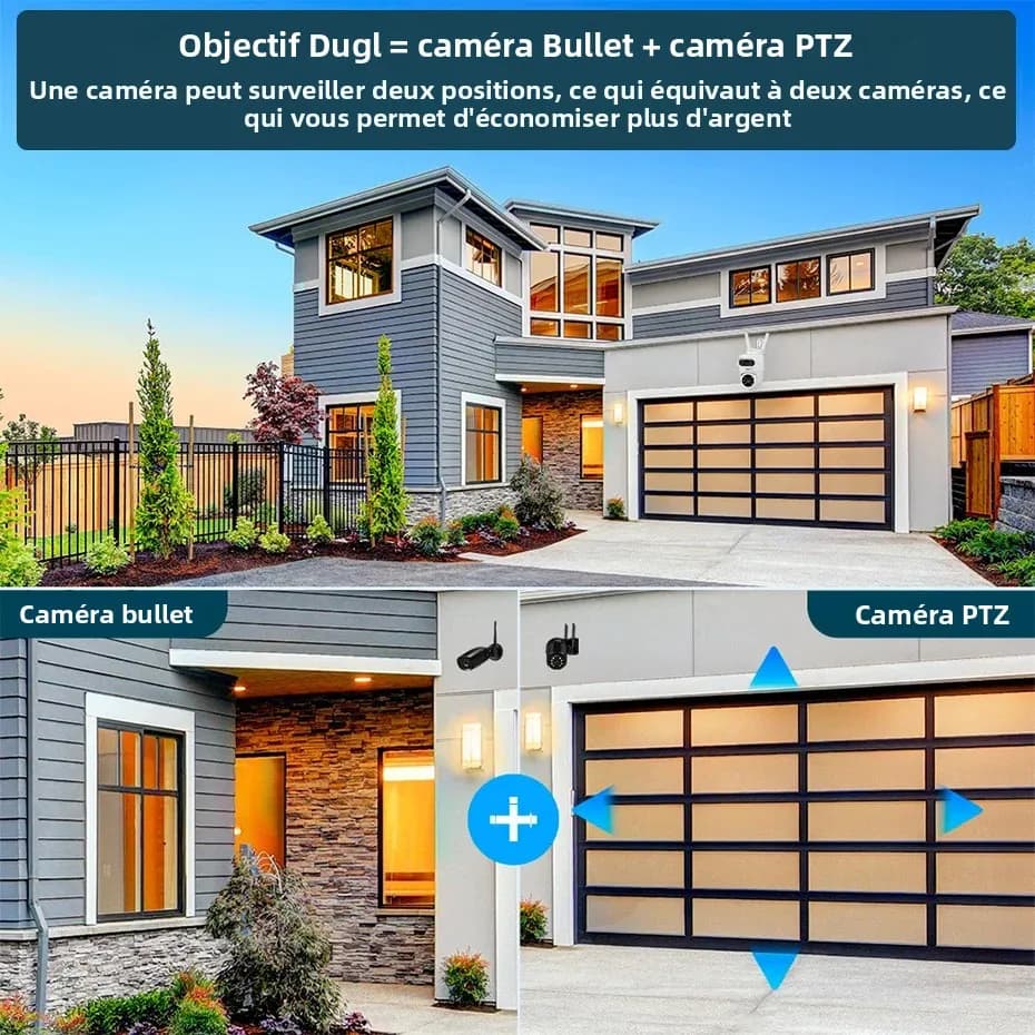 Caméra de sécurité extérieure KERUI 10MP 5K HD WiFi détection humaine PTZ avec double objectif