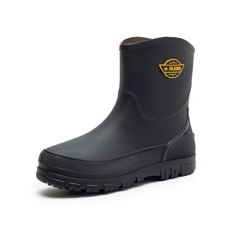 Chaussures aquatiques mi-mollet homme couleur unie lacets pluie antidérapantes pêche extérieur imperméables
