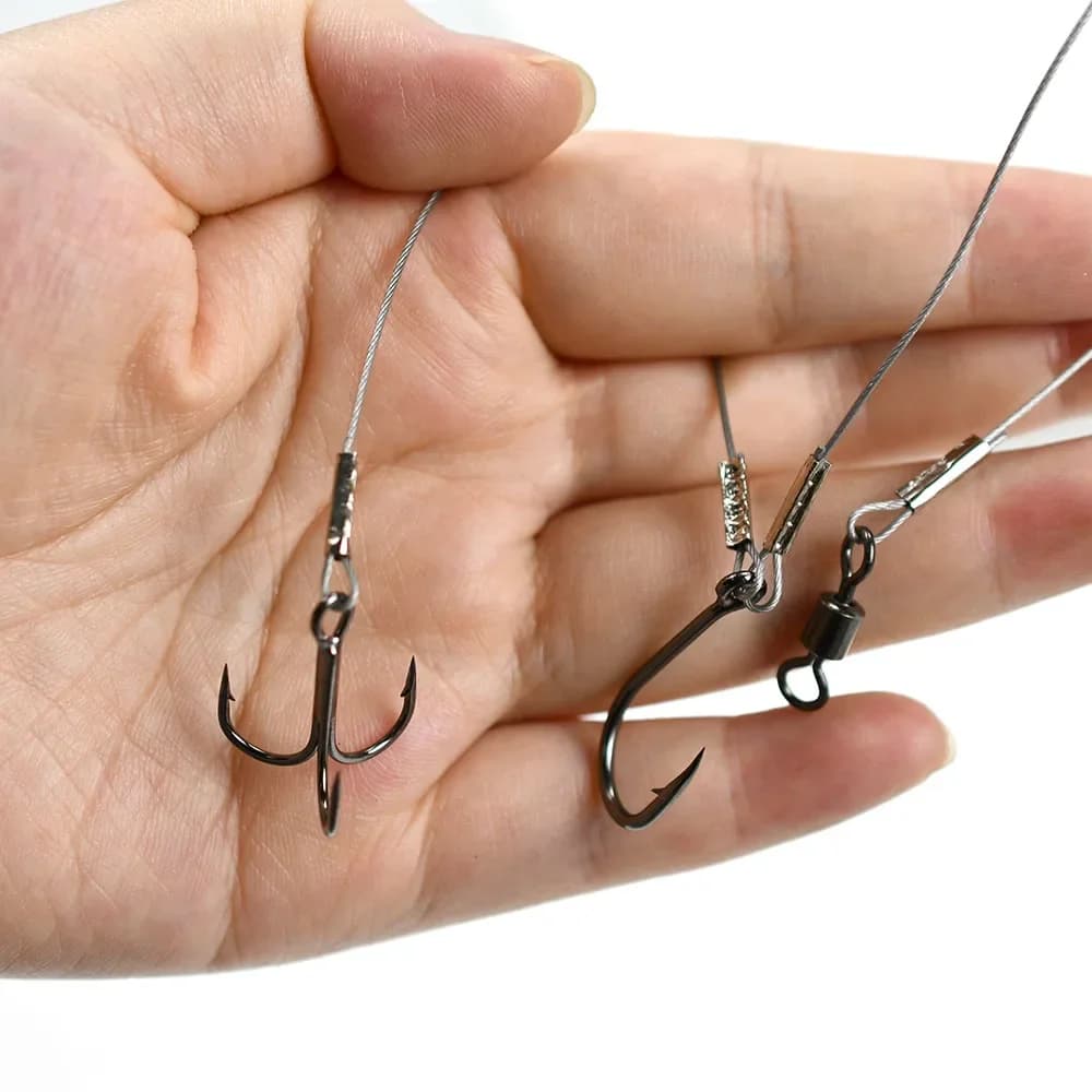 Set de 3 hameçons carbone pour poisson-chat - Hameçons ancres triple haute résistance pêche carnassier