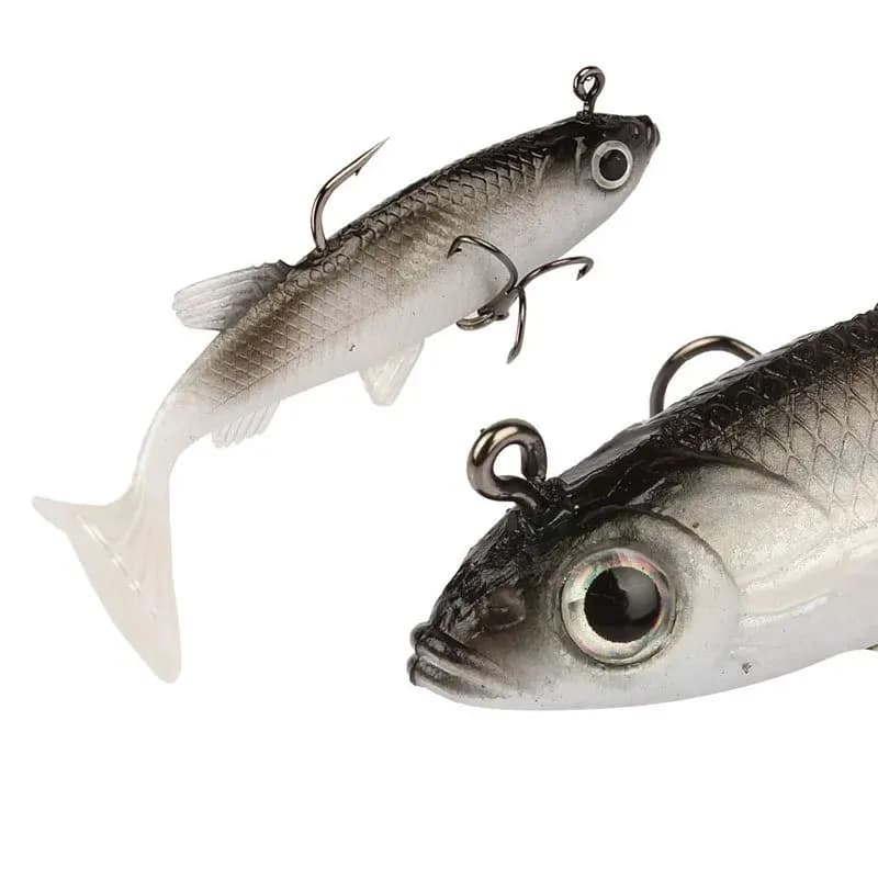 Kit 5 leurres souples 8cm pour pêche - Appâts artificiels avec hameçons frais et accrocheurs