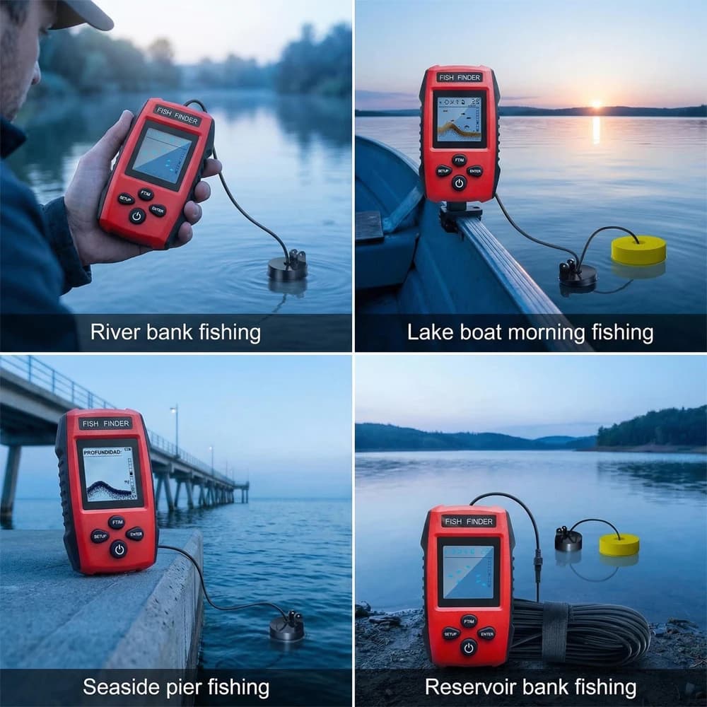 Détecteur de poissons sonar filaire portable 0.6-100M avec sensibilité ajustable multi-modes pêche