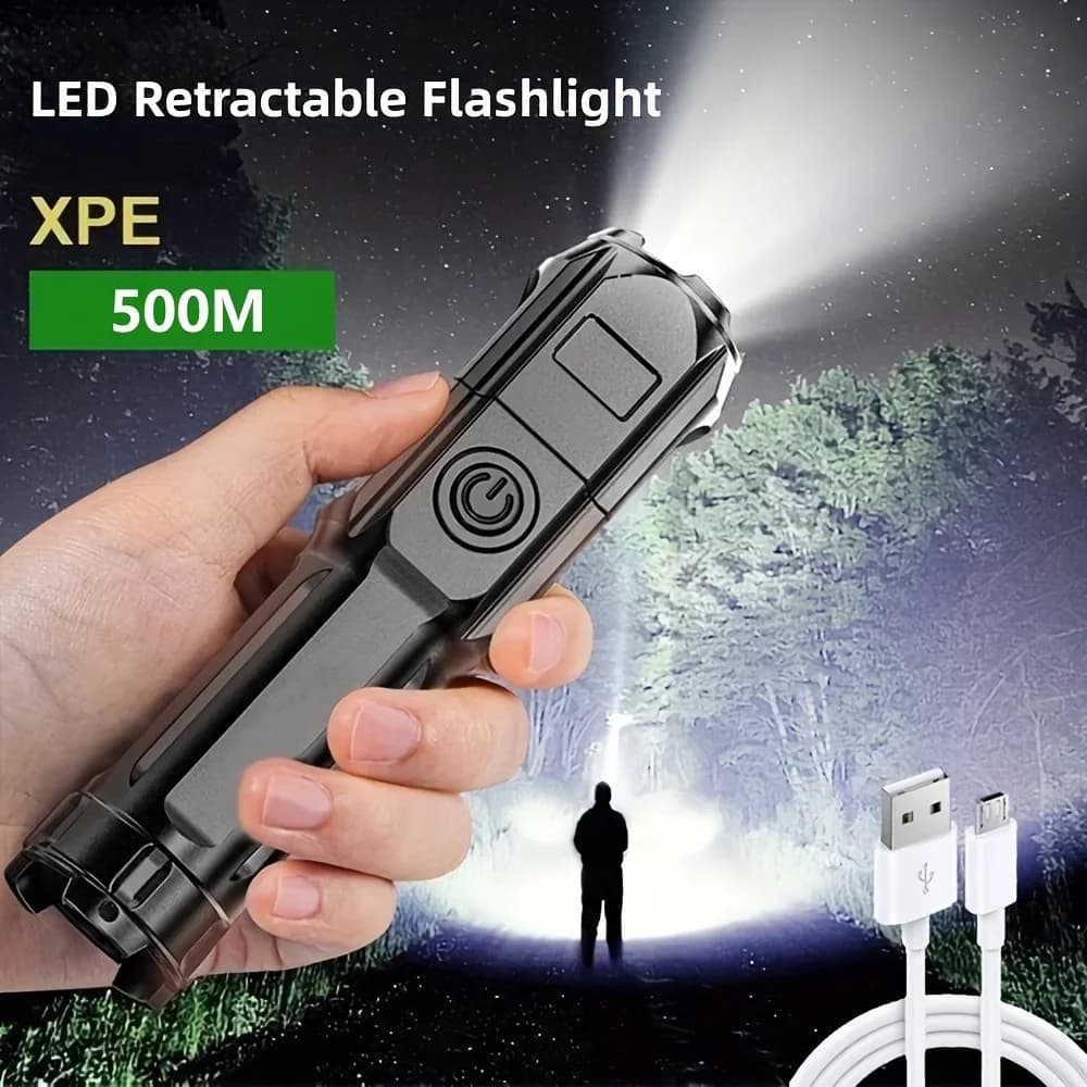 Lampe torche LED tactique rechargeable - 100 000 lumens étanche pour pêche, chasse et camping