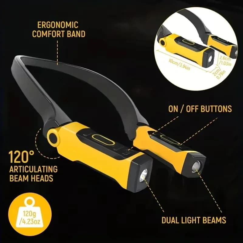 Lot 2 lampes LED rechargeables pour cou avec 2 niveaux luminosité lecture et pêche