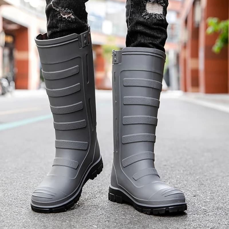 Bottes de pluie longues imperméables doublées polaire pour hommes hiver - Confort chaud cuisine travail