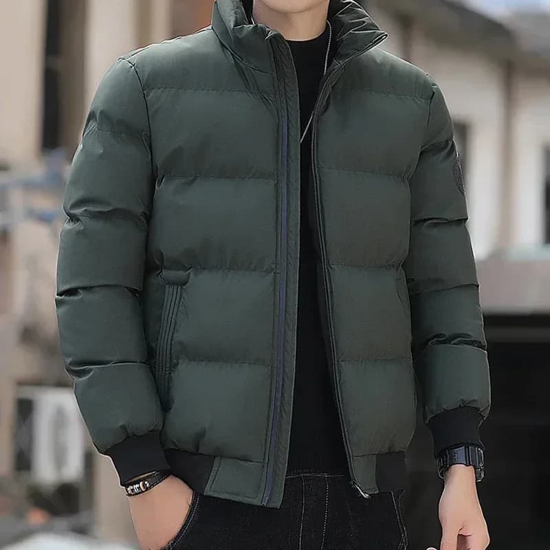 Veste chaude homme coton tendance hiver 2025 courte épaisse décontractée trench coat pêche