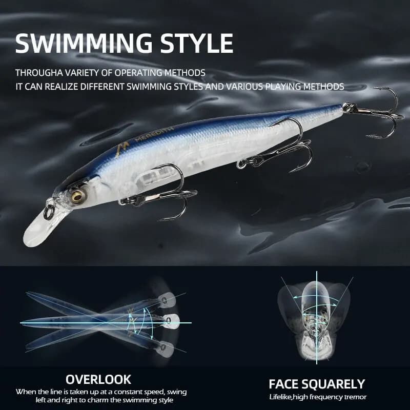 Leurre pêche MEREDITH ITO SHINER-115SP : leurre minnow plombé tungstène pour carnassiers qualité pro