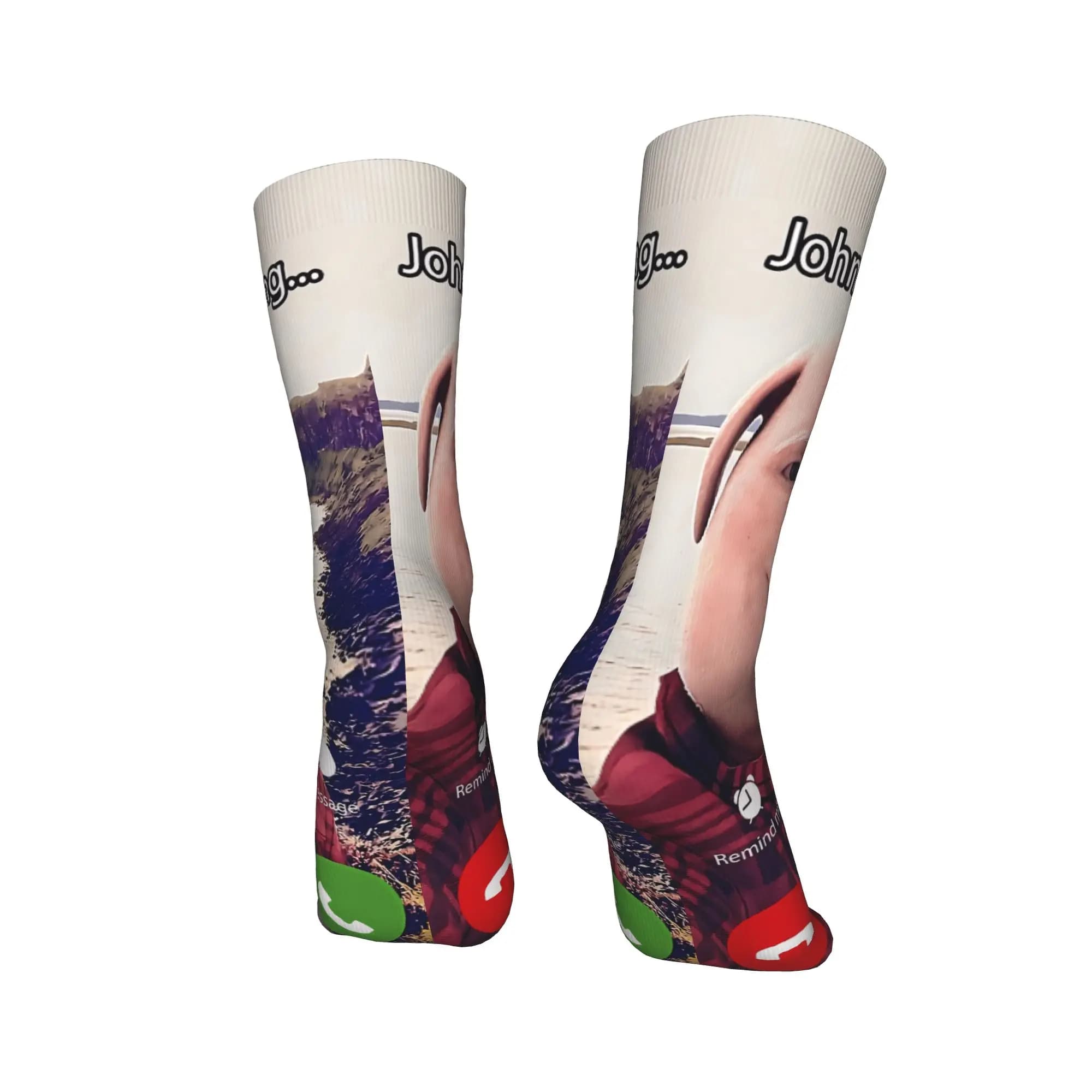 Chaussettes humour John Pork Calling - Téléphone gothique unisexe - Chaudes anti-dérapant cyclisme - Design original