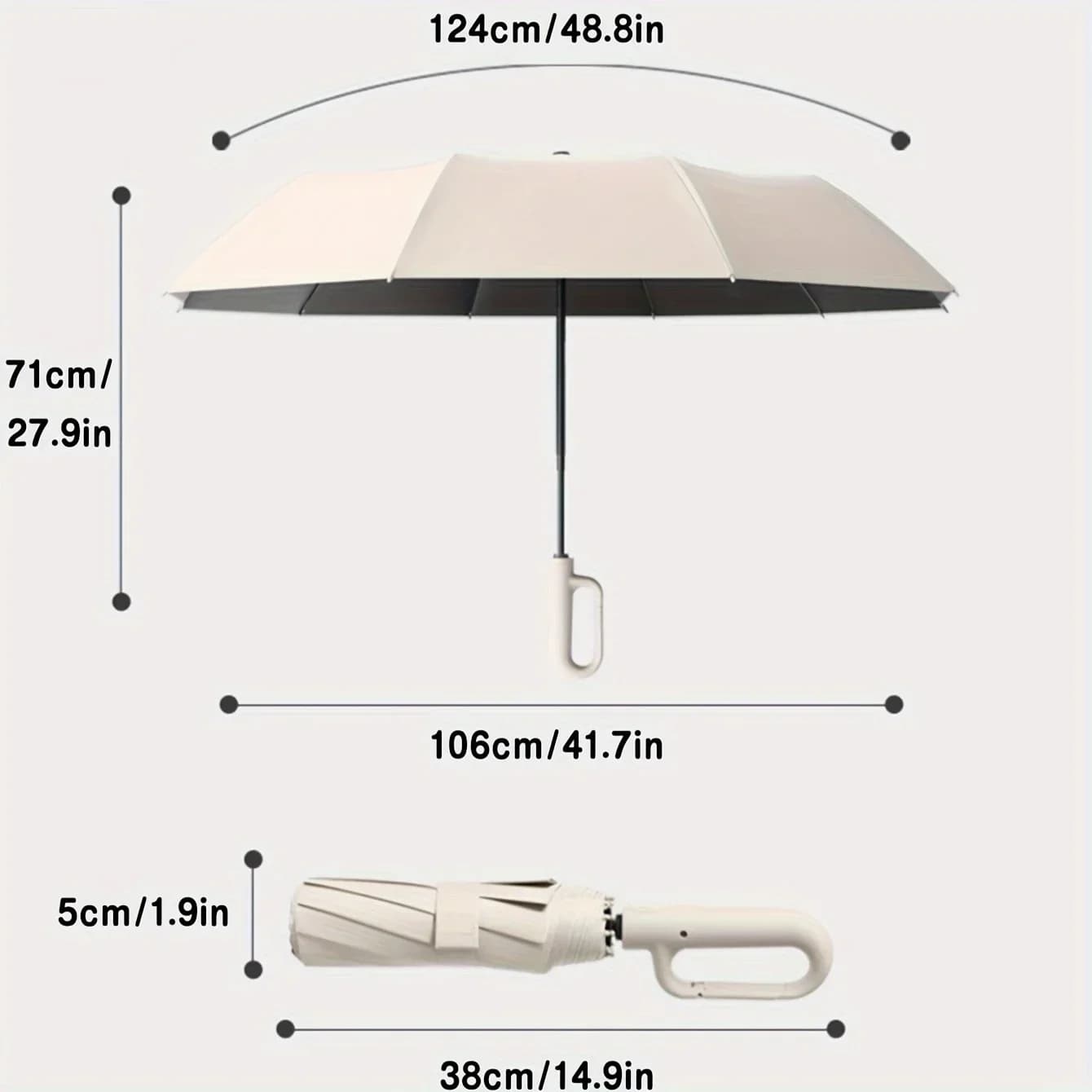 Parapluie homme 20 baleines renforcé 105cm automatique résistant vent eau pour pêche sportive